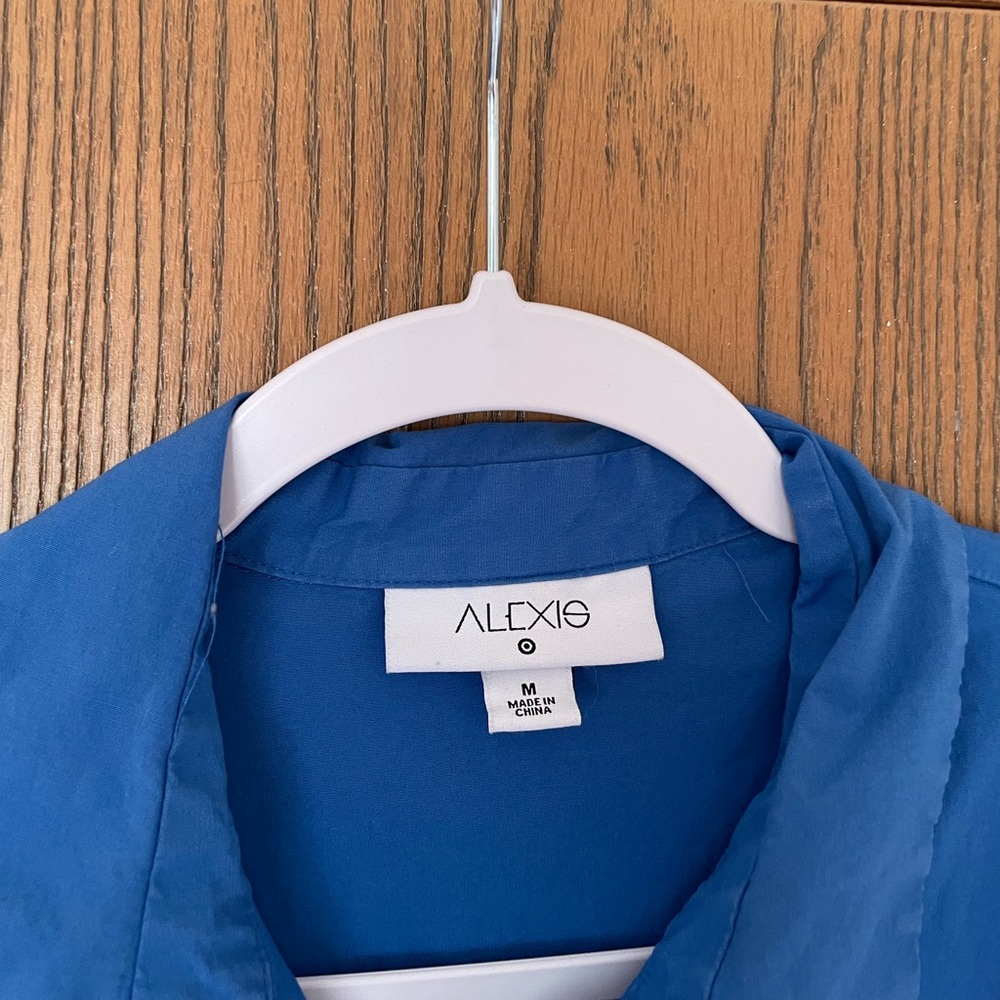 Classic Button-Front Blue Midi Shirt Dress - Picture 4 of 6